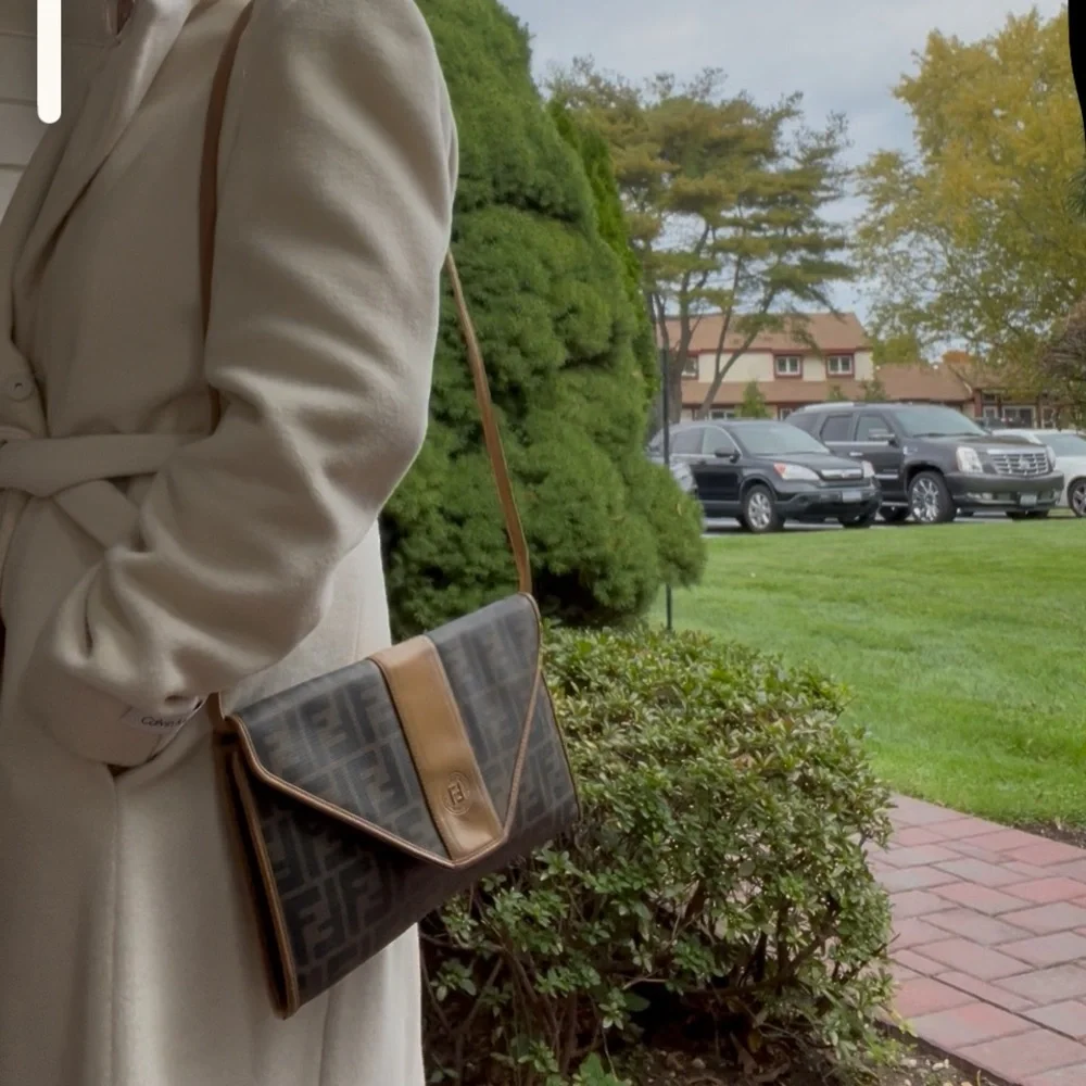 Fendi Tan and Black Monogram Shoulder Bag - Picture 6 of 7